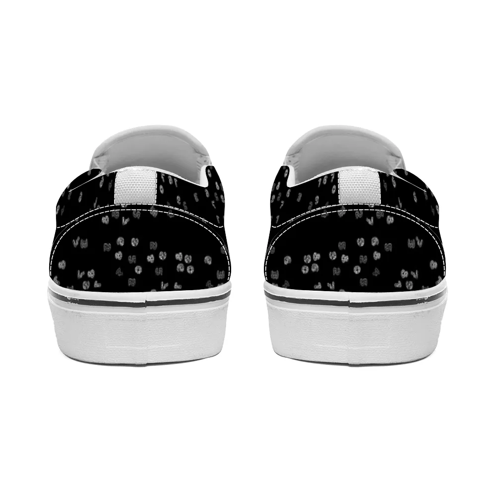 Black Numbers Unisex Slip On Canvas Shoes