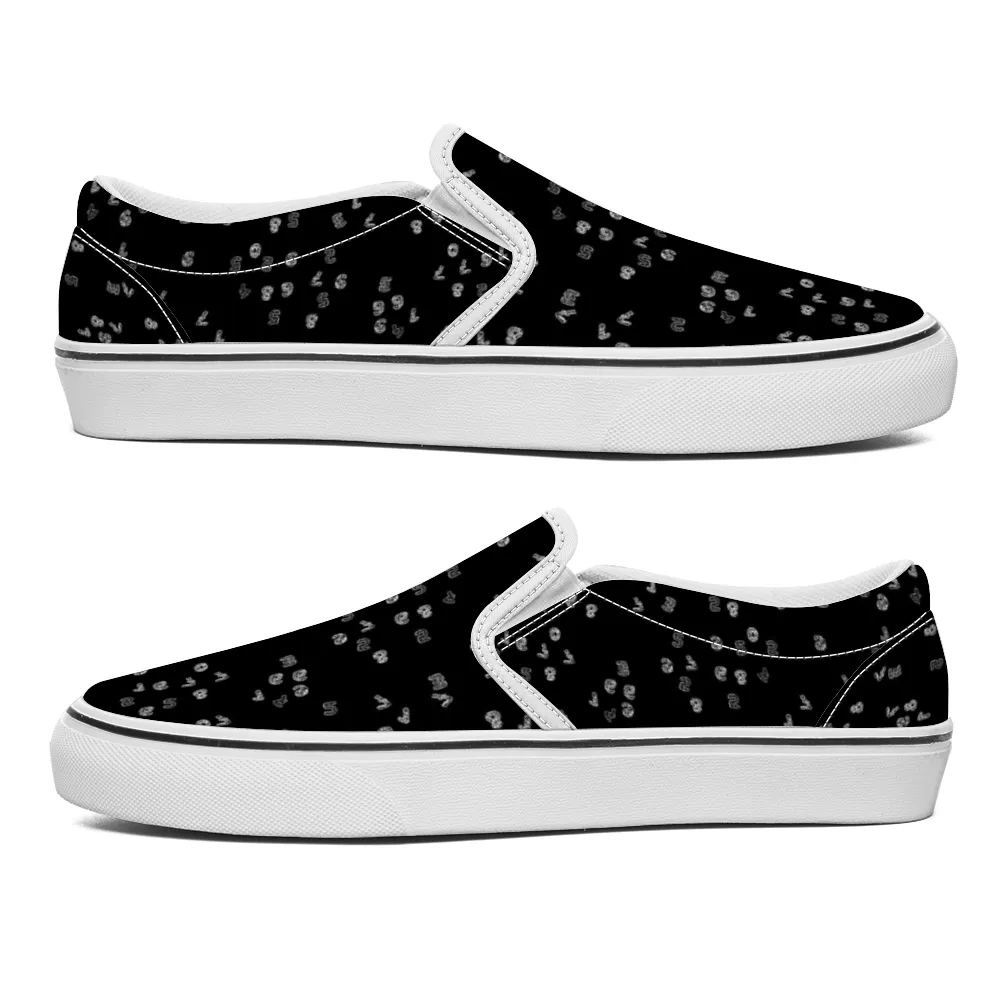 Black Numbers Unisex Slip On Canvas Shoes