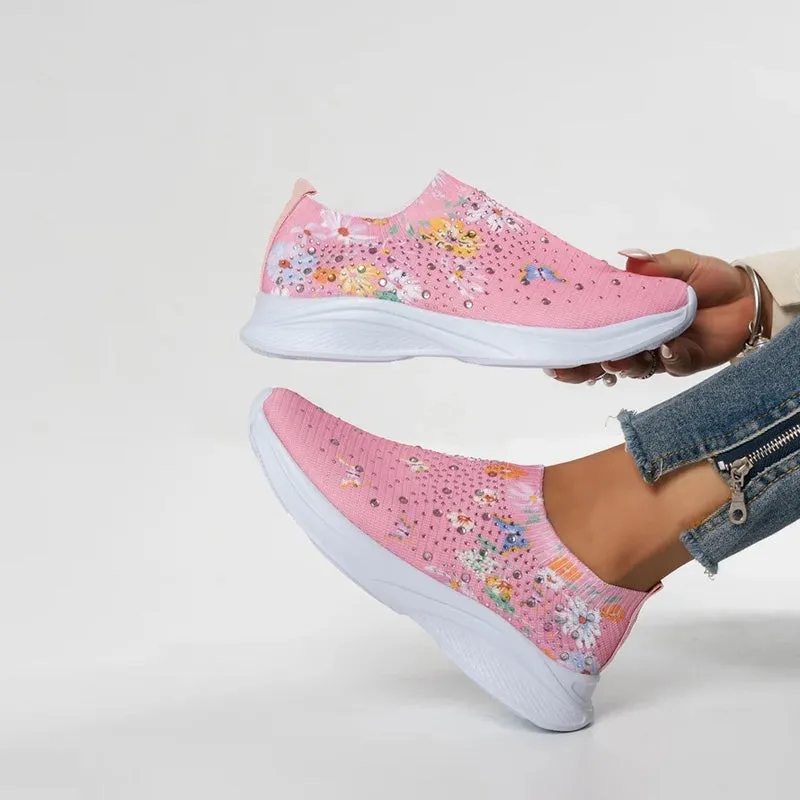 Butterfly Print Slip-On Shoes