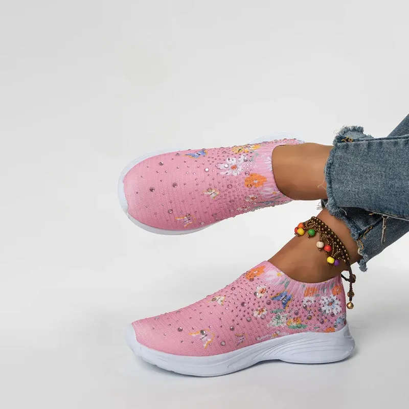 Butterfly Print Slip-On Shoes