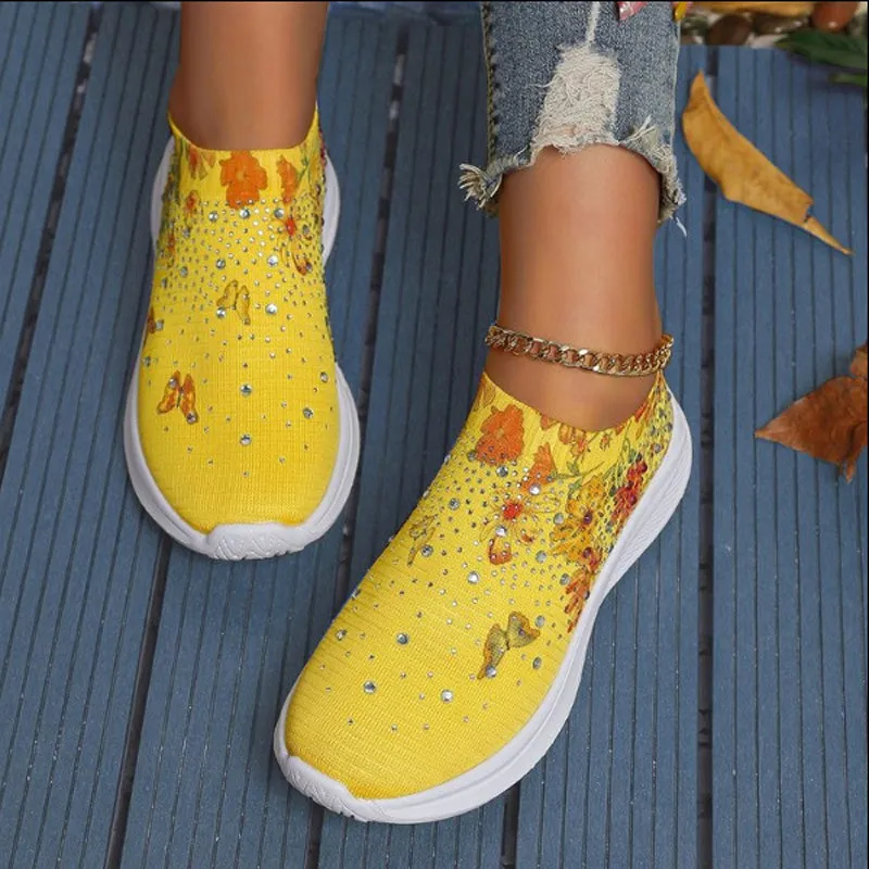 Butterfly Print Slip-On Shoes