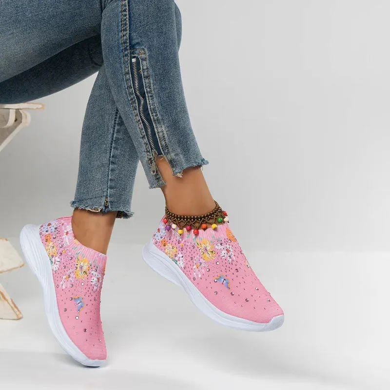 Butterfly Print Slip-On Shoes