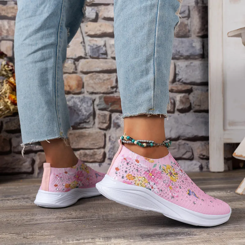 Butterfly Print Slip-On Shoes