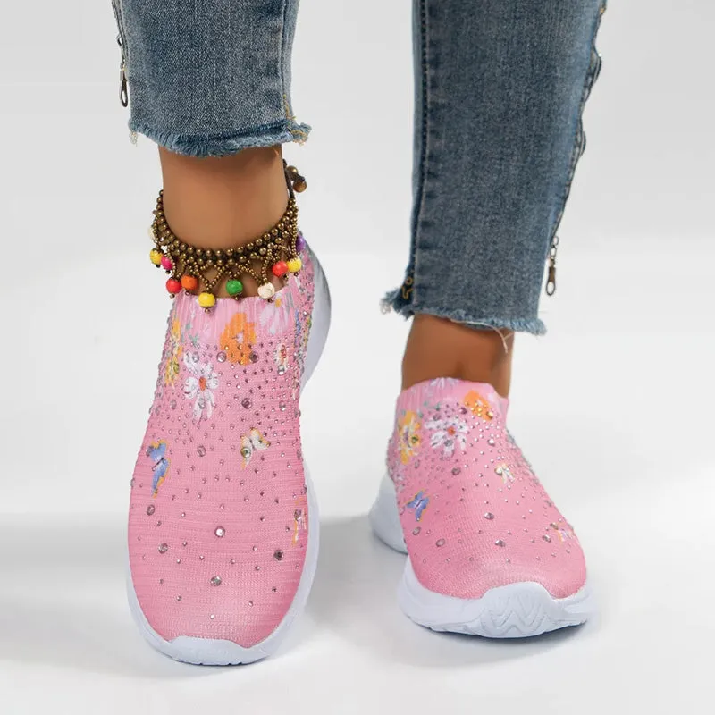 Butterfly Print Slip-On Shoes