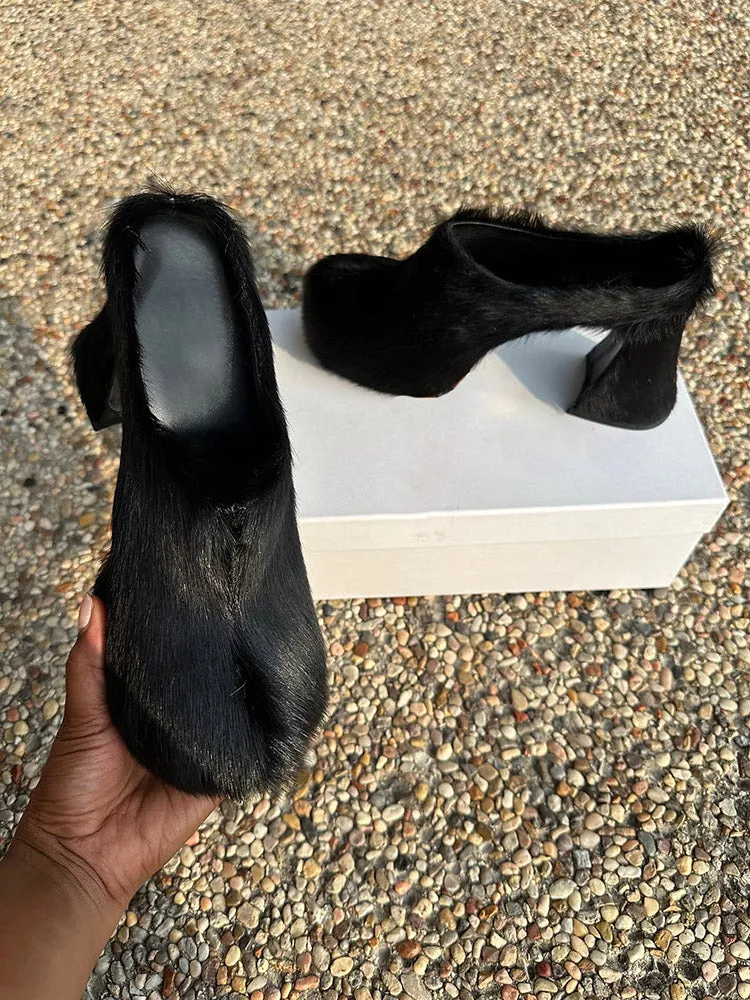 Fur Slip-On Platfom Heels