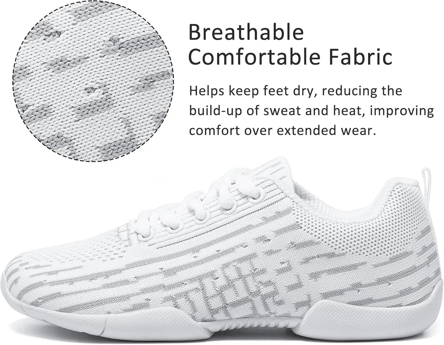 Girls Cheer Shoes White Cheerleading Lightweight Sneakers Kids Athletic Training Dancing Shoes