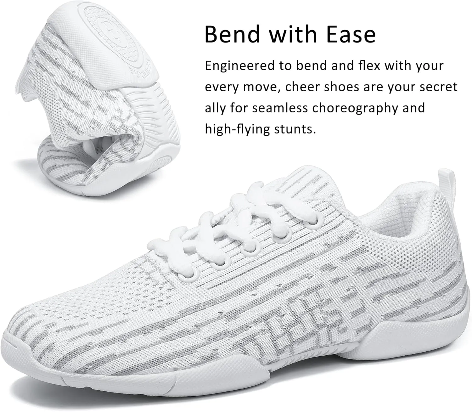 Girls Cheer Shoes White Cheerleading Lightweight Sneakers Kids Athletic Training Dancing Shoes