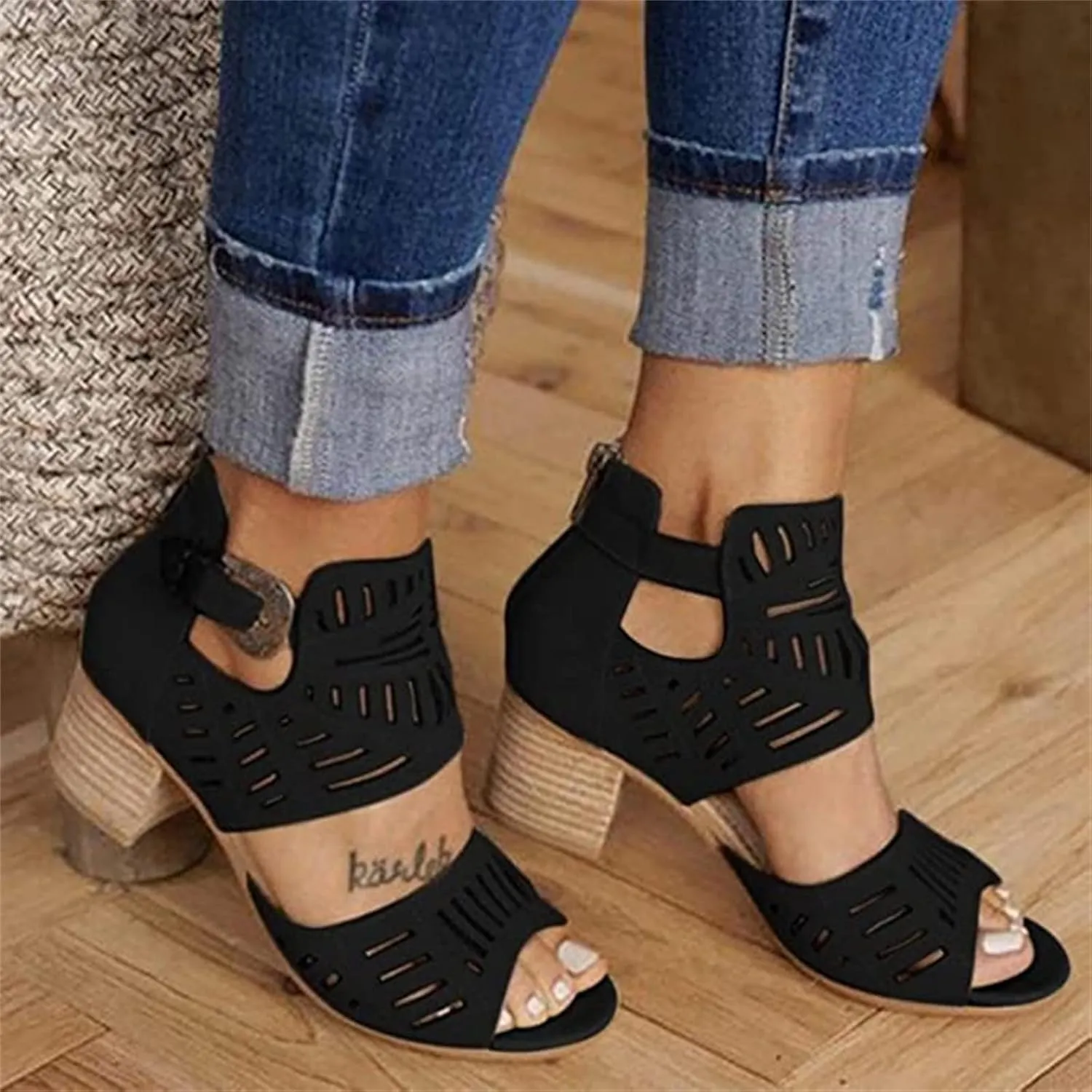 Ladmiple Summer Sandals for Women 2023 Comfy Platform Cutout Wedge Sandal Open Toe Ankle Strap High Heeled Wedges Shoes