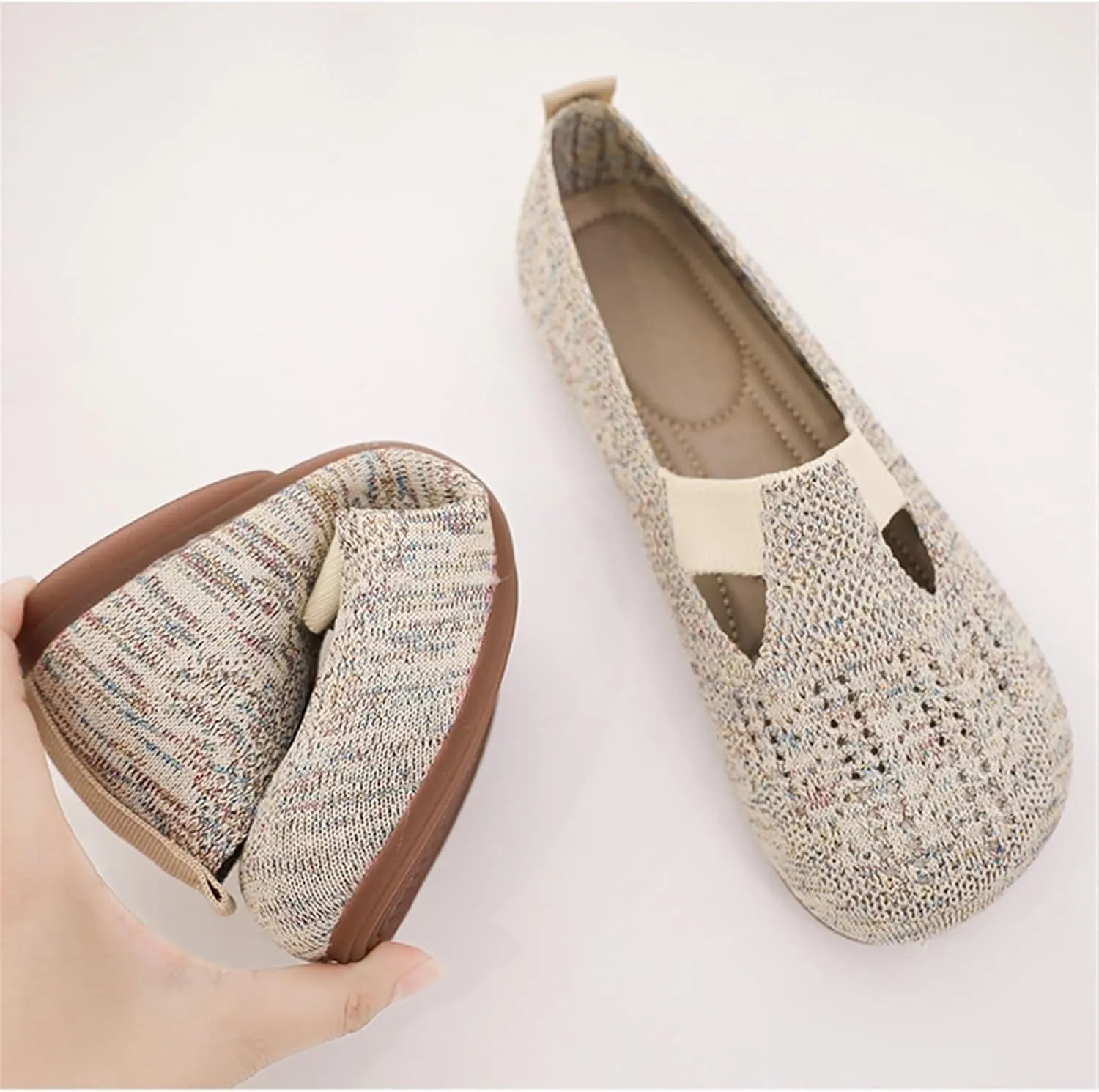 Loafers Casual Shoes Knits Sneakers Womens Dressy Loafers Slip On Shoes Comfort Casual Office Work Shoes Mocassins Shoes Flat Mother Shoe