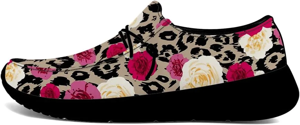 Loafers for Women Men Leopard Print Slip-on Shoes Floral Walking Shoes Gifts for Men Women