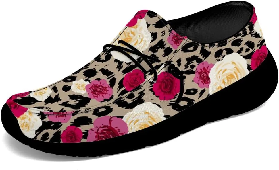 Loafers for Women Men Leopard Print Slip-on Shoes Floral Walking Shoes Gifts for Men Women