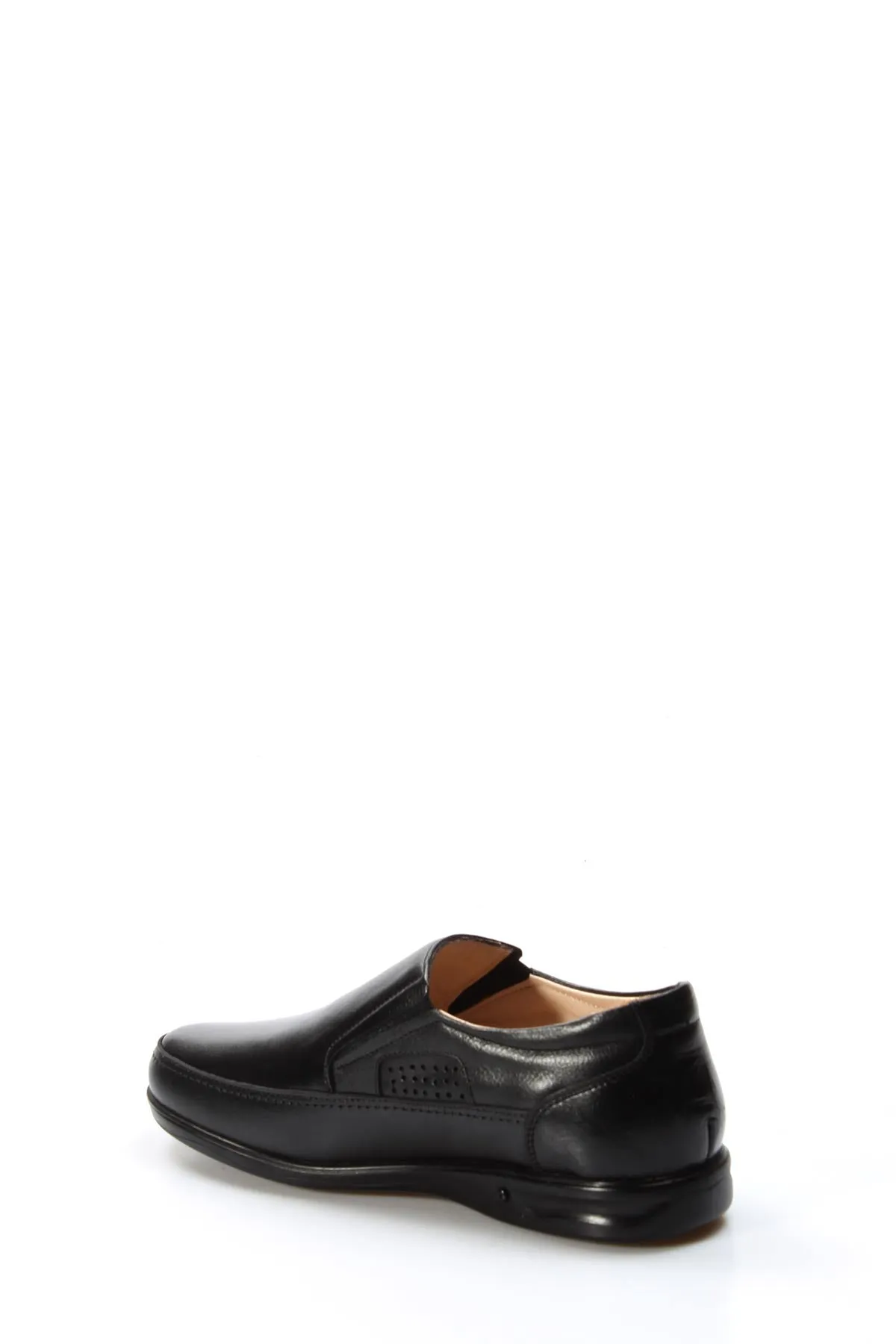 Men's Black Leather Slip-On Loafers with Perforated Detailing - Wessi