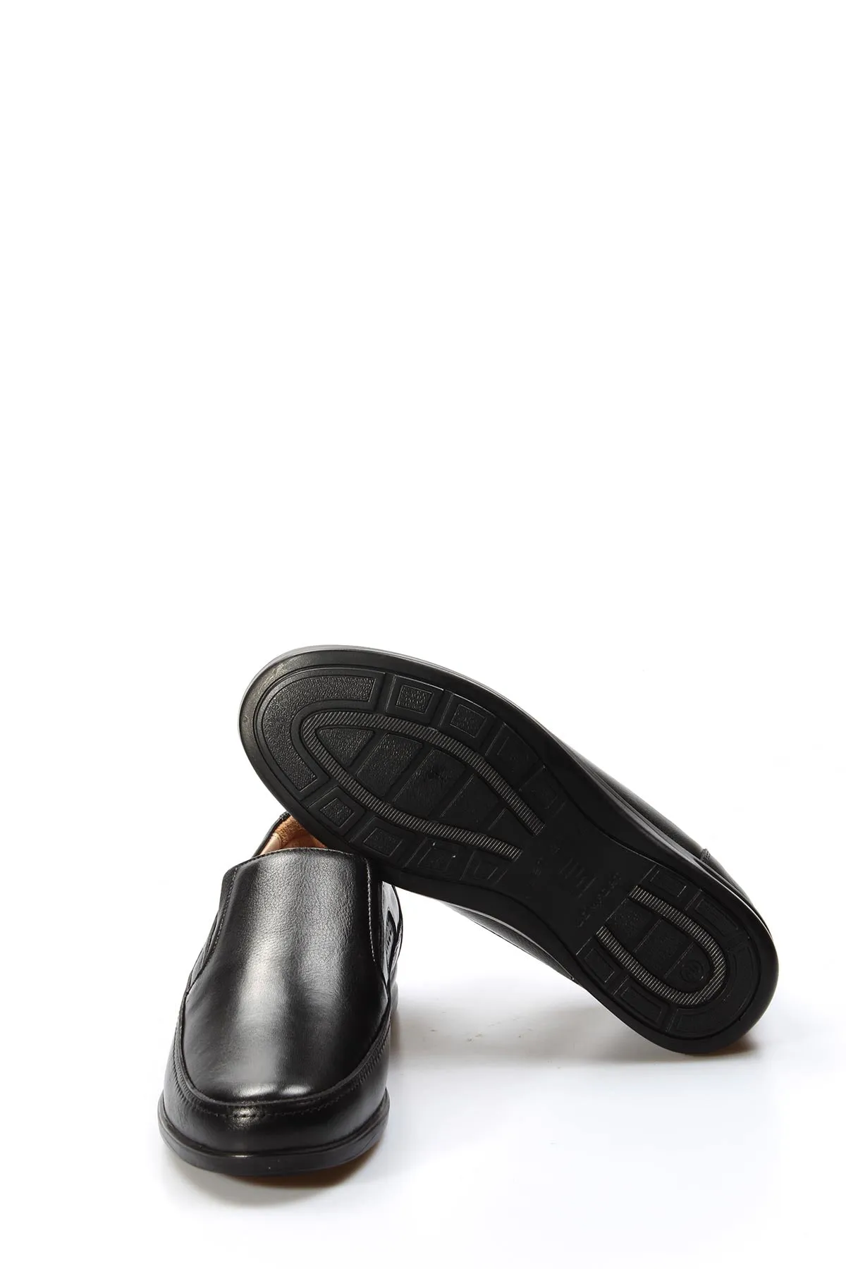 Men's Black Leather Slip-On Loafers with Perforated Detailing - Wessi