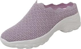 Slip On Shoes for Women Summer Fashion Wedge Shoes Breathable Fly Woven Mesh Shoes Arch Support Shoes