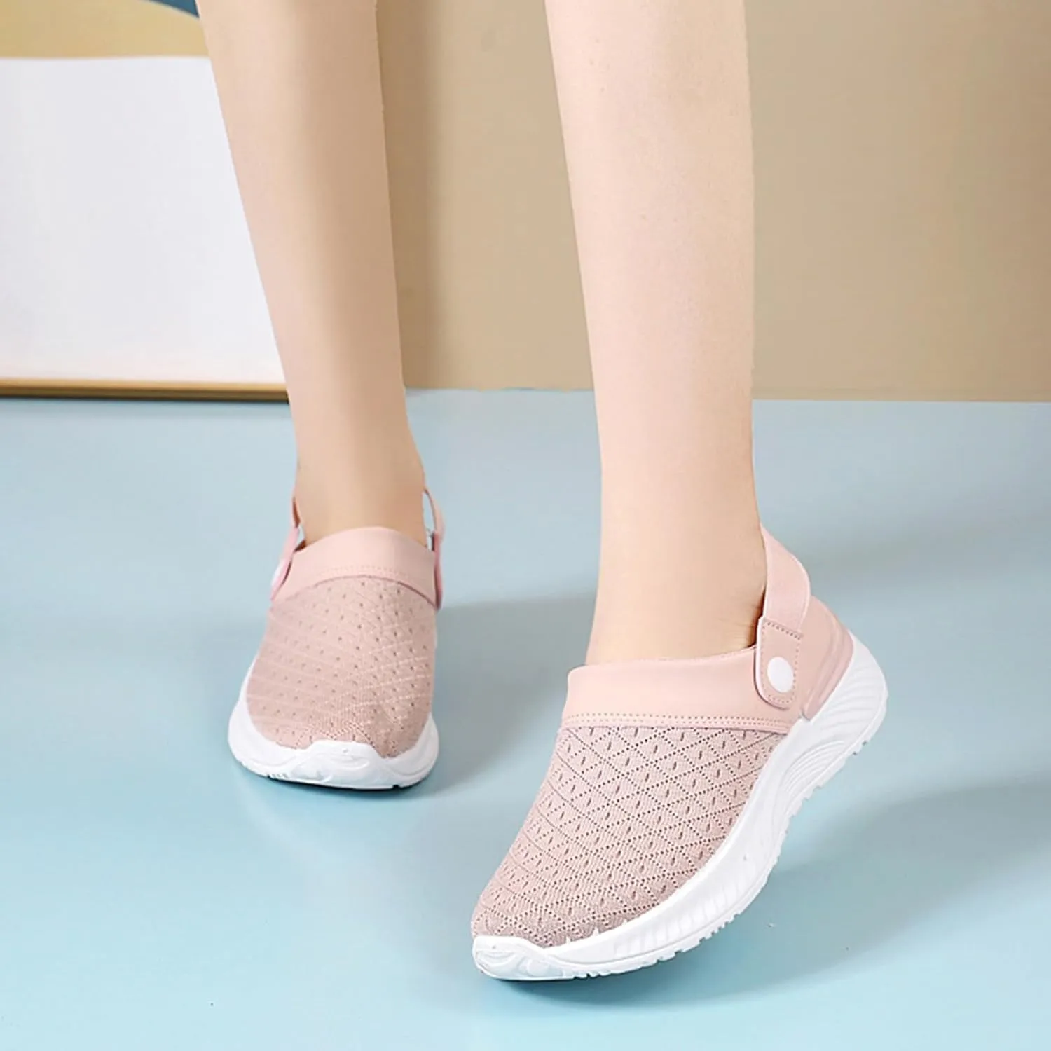 Women's Backless Walking Sneakers Summer Slip-on Walking Shoes Women Fashion Casual Shoes Slip On Walking Sneakers Steel Toe Tennis Shoe Loafers Dress Shoe