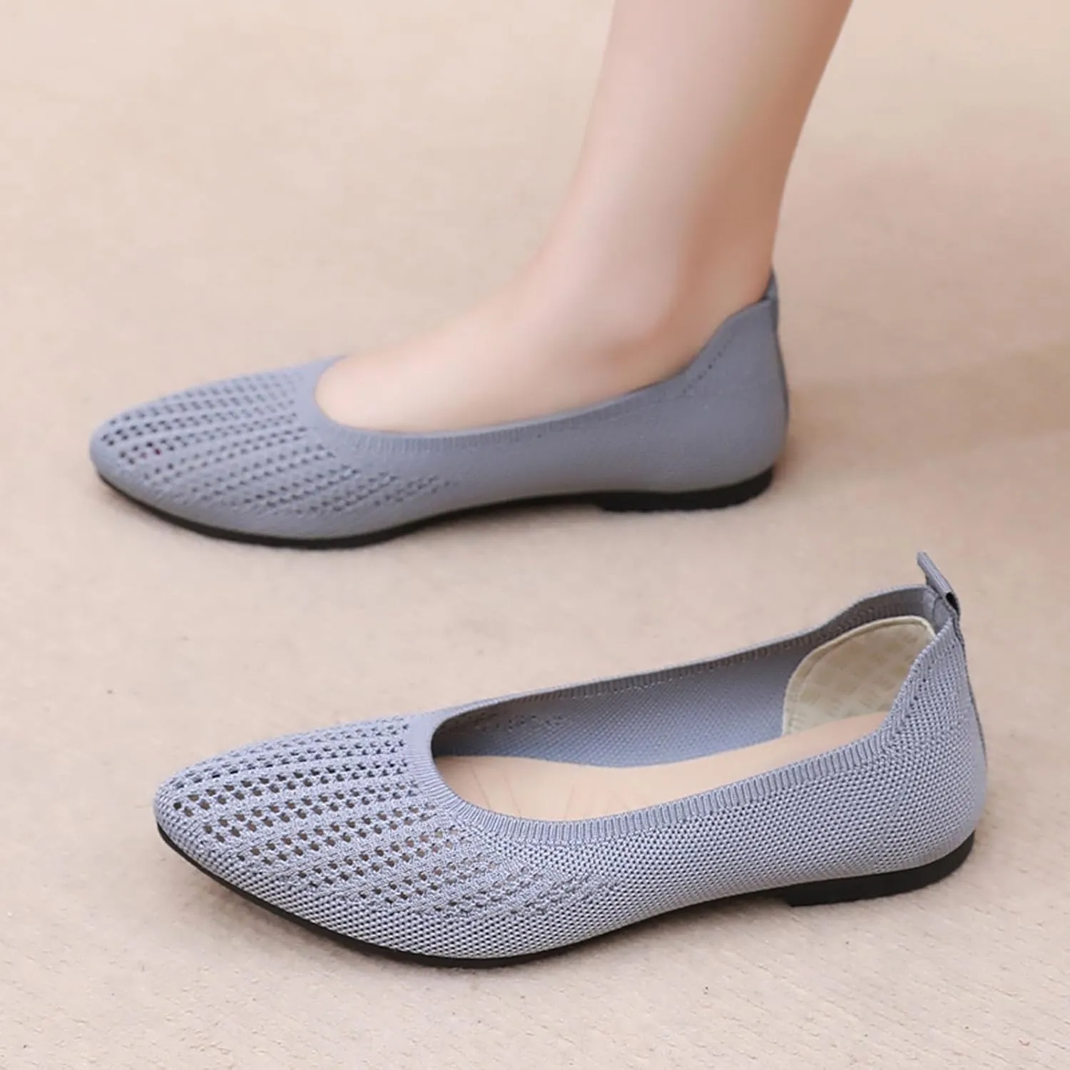 Women's Casual Slip On Ballet Comfortable Round Toe Walking Shoes for Everyday Wear with Soft Sole