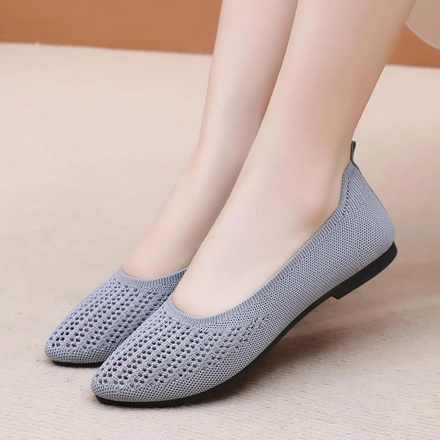 Women's Casual Slip On Ballet Comfortable Round Toe Walking Shoes for Everyday Wear with Soft Sole