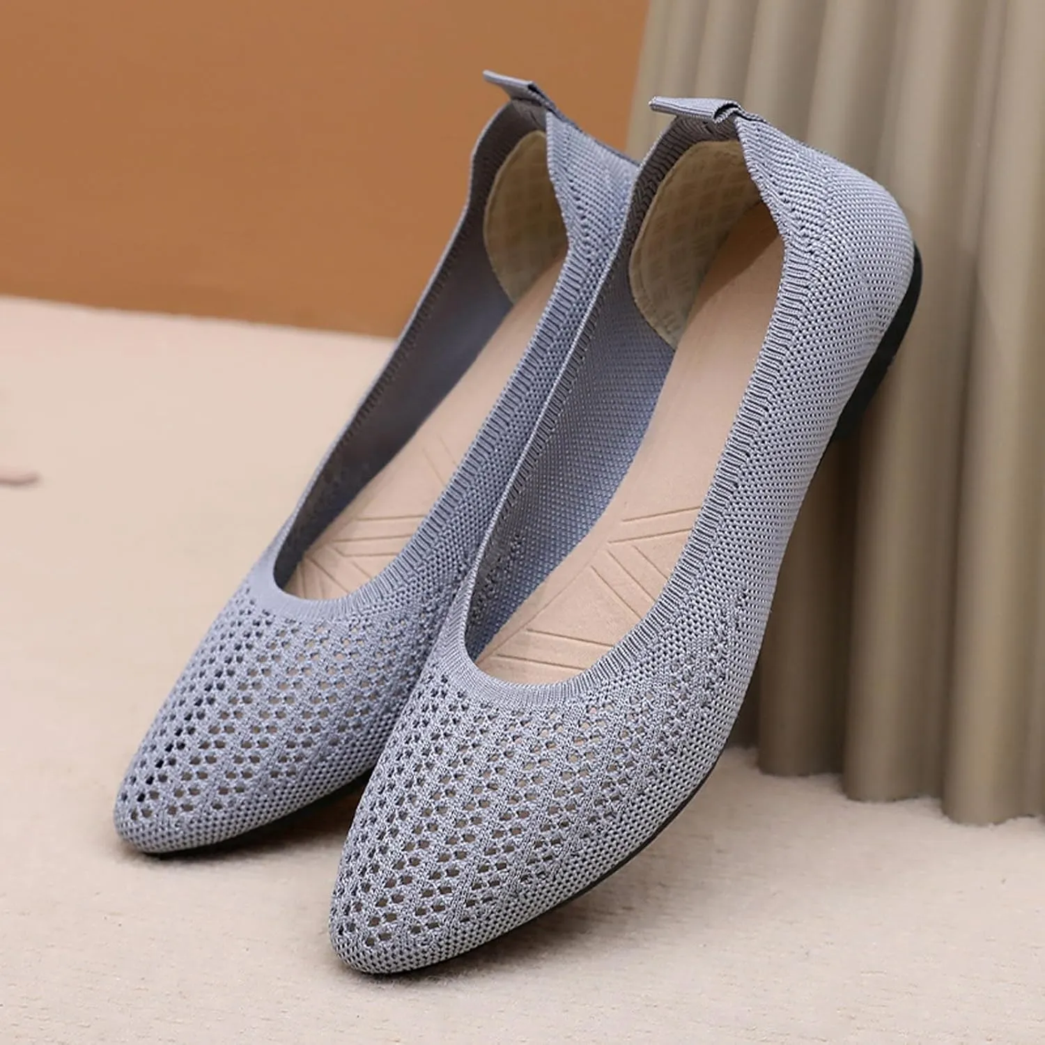 Women's Casual Slip On Ballet Comfortable Round Toe Walking Shoes for Everyday Wear with Soft Sole