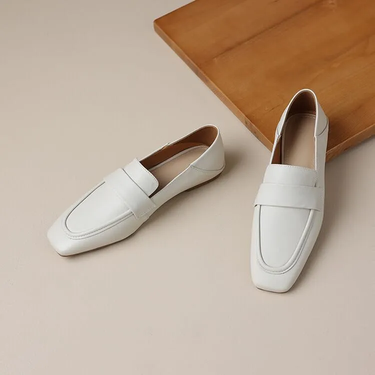 Women's Loafer Flat Dress Shoes Penny Business Casual Shoes Dressy Leather Office Work Slip on Black 0.7 Inch