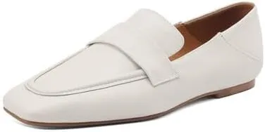 Women's Loafer Flat Dress Shoes Penny Business Casual Shoes Dressy Leather Office Work Slip on Black 0.7 Inch