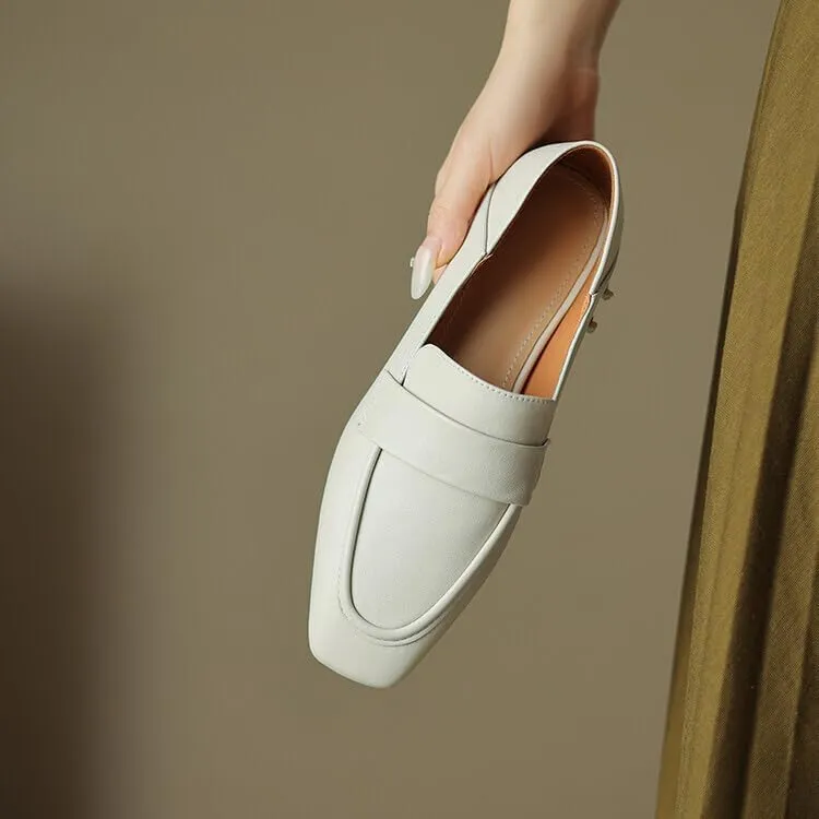 Women's Loafer Flat Dress Shoes Penny Business Casual Shoes Dressy Leather Office Work Slip on Black 0.7 Inch
