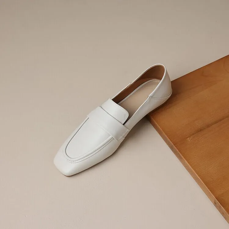Women's Loafer Flat Dress Shoes Penny Business Casual Shoes Dressy Leather Office Work Slip on Black 0.7 Inch