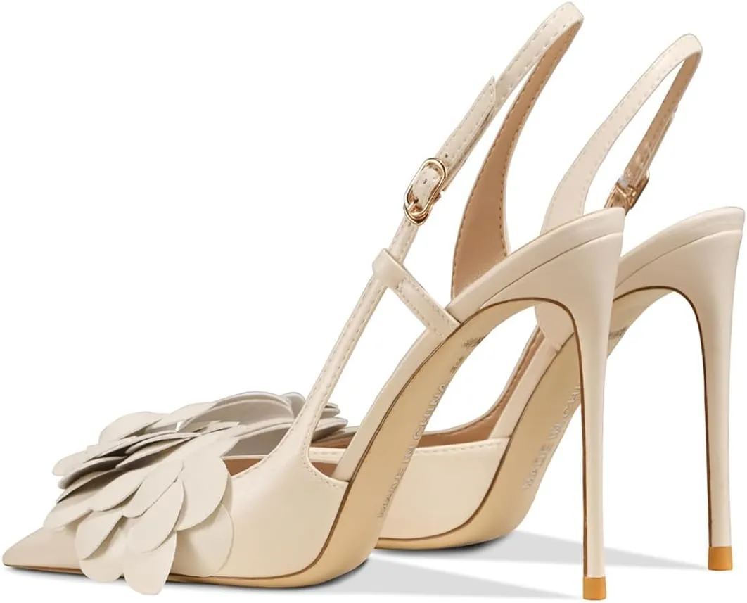 Women's Sexy Pointed Toe Flower Mouth One-Strap Shallow Mouth Stiletto High Heel Ankle Strap Casual Party Banquet Sandals