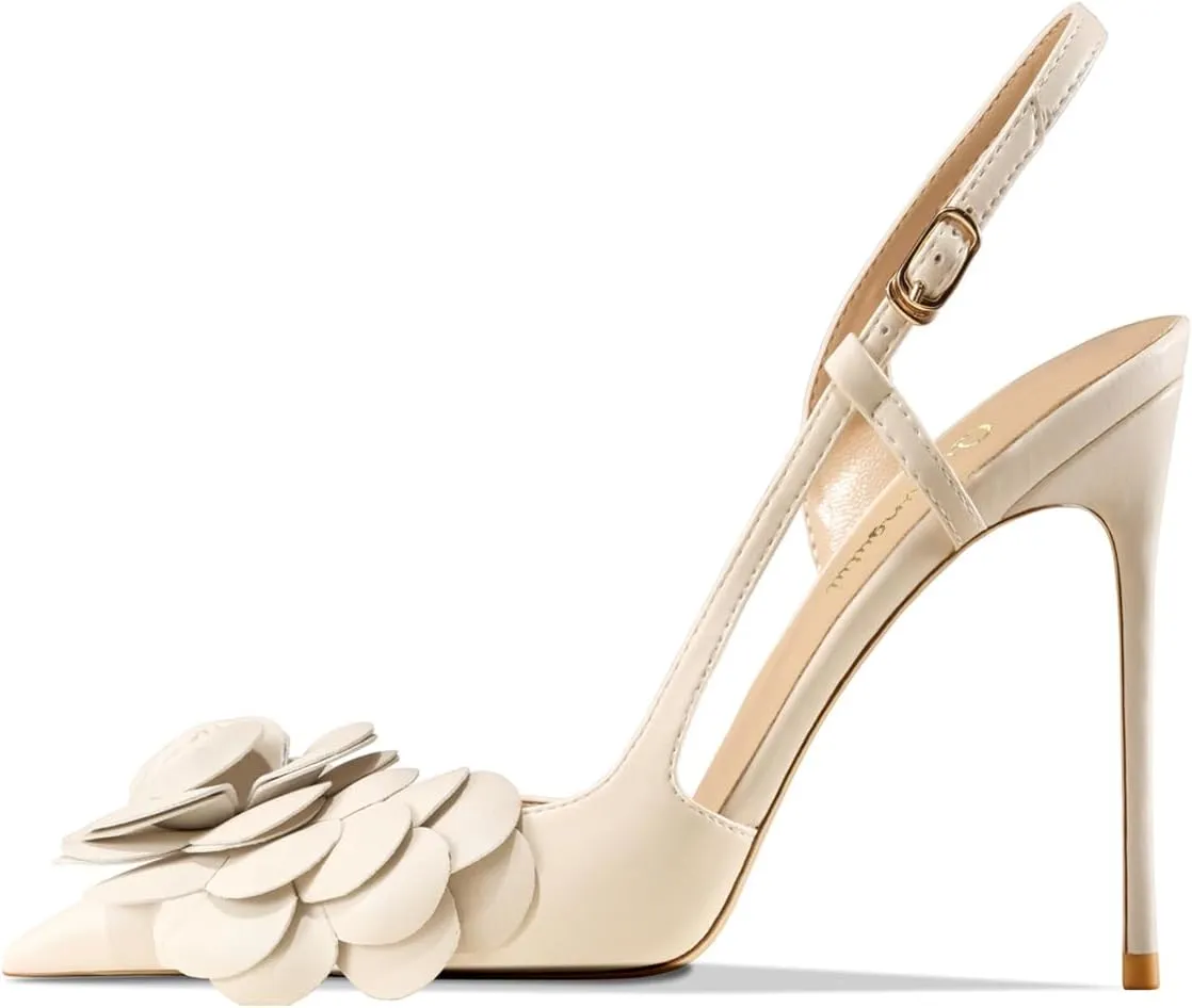 Women's Sexy Pointed Toe Flower Mouth One-Strap Shallow Mouth Stiletto High Heel Ankle Strap Casual Party Banquet Sandals