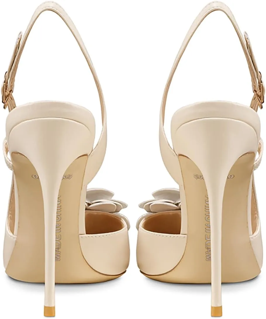 Women's Sexy Pointed Toe Flower Mouth One-Strap Shallow Mouth Stiletto High Heel Ankle Strap Casual Party Banquet Sandals